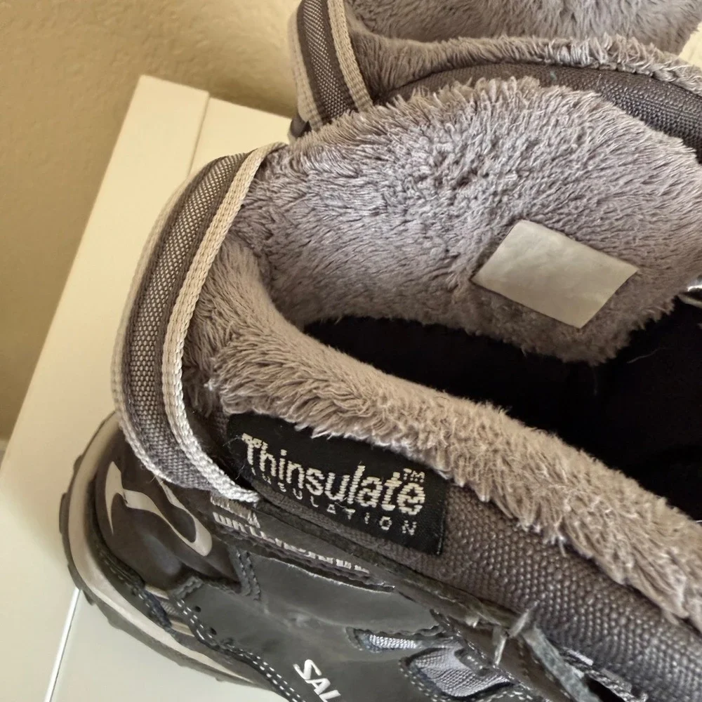 Salomon Winter Boots Women Size 6.5 Grey Waterproof Thinsulate ‎ Insulated Fur